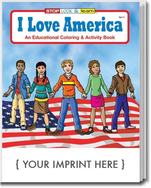 CS0590 I love America Coloring And Activity Book With Custom Imprint